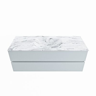 MONDIAZ VICA-DLUX 130cm badmeubel onderkast Clay 2 lades. Inbouw wastafel CLOUD midden 1 kraangat, kleur Glace.