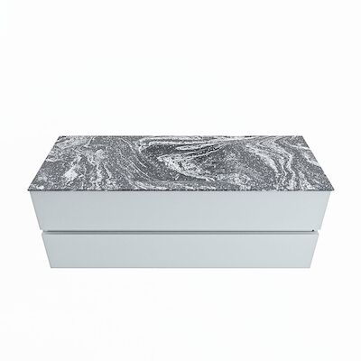MONDIAZ VICA-DLUX 130cm badmeubel onderkast Clay 2 lades. Inbouw wastafel CLOUD midden zonder kraangat, kleur Lava.