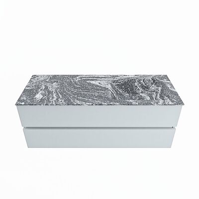 MONDIAZ VICA-DLUX 130cm badmeubel onderkast Clay 2 lades. Inbouw wastafel CLOUD rechts 1 kraangat, kleur Lava.