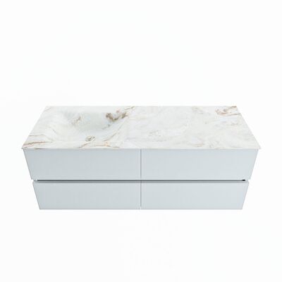 MONDIAZ VICA-DLUX 130cm badmeubel onderkast Clay 4 lades. Inbouw wastafel CLOUD links zonder kraangat, kleur Frappe.