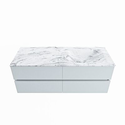 MONDIAZ VICA-DLUX 130cm badmeubel onderkast Clay 4 lades. Inbouw wastafel CLOUD rechts 1 kraangat, kleur Glace.