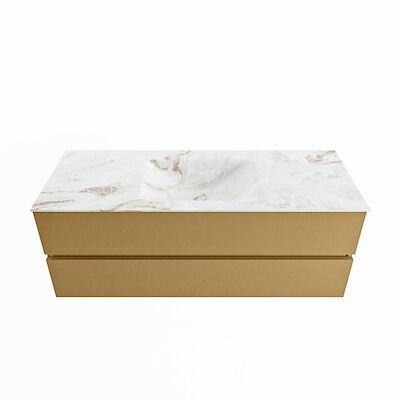 MONDIAZ VICA-DLUX 130cm badmeubel onderkast Oro 2 lades. Inbouw wastafel CLOUD midden 1 kraangat, kleur Frappe.