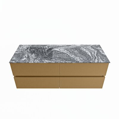 MONDIAZ VICA-DLUX 130cm badmeubel onderkast Oro 4 lades. Inbouw wastafel CLOUD links 1 kraangat, kleur Lava.