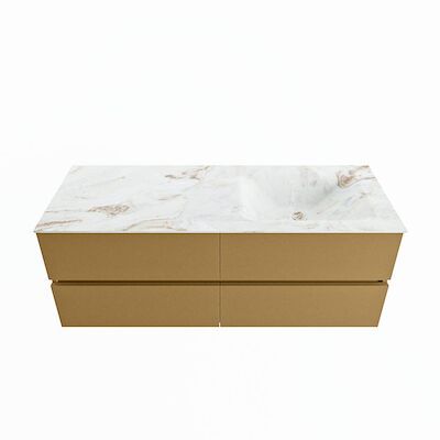 MONDIAZ VICA-DLUX 130cm badmeubel onderkast Oro 4 lades. Inbouw wastafel CLOUD rechts 1 kraangat, kleur Frappe.