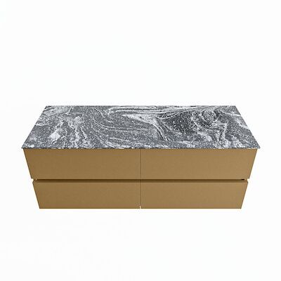 MONDIAZ VICA-DLUX 130cm badmeubel onderkast Oro 4 lades. Inbouw wastafel CLOUD rechts 1 kraangat, kleur Lava.