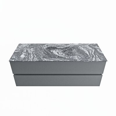 MONDIAZ VICA-DLUX 130cm badmeubel onderkast Plata 2 lades. Inbouw wastafel CLOUD midden 1 kraangat, kleur Lava.