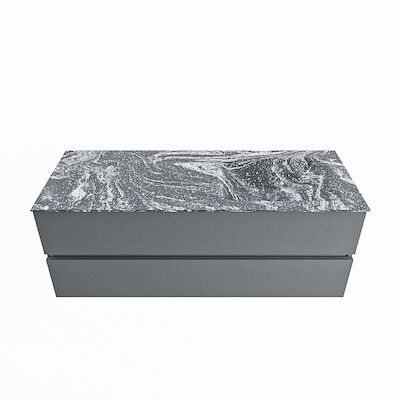 MONDIAZ VICA-DLUX 130cm badmeubel onderkast Plata 2 lades. Inbouw wastafel CLOUD rechts zonder kraangat, kleur Lava.