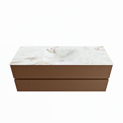 MONDIAZ VICA-DLUX 130cm badmeubel onderkast Rust 2 lades. Inbouw wastafel CLOUD midden zonder kraangat, kleur Frappe.