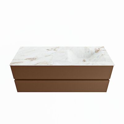 MONDIAZ VICA-DLUX 130cm badmeubel onderkast Rust 2 lades. Inbouw wastafel CLOUD rechts 1 kraangat, kleur Frappe.