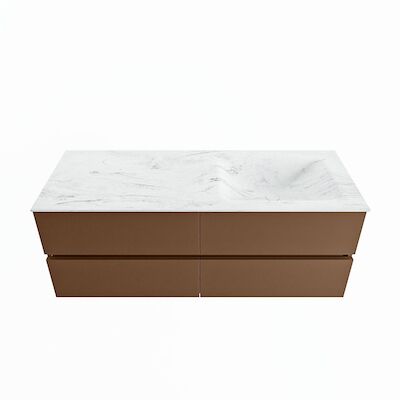 MONDIAZ VICA-DLUX 130cm badmeubel onderkast Rust 4 lades. Inbouw wastafel CLOUD rechts 1 kraangat, kleur Opalo.