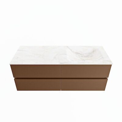 MONDIAZ VICA-DLUX 130cm badmeubel onderkast Rust 4 lades. Inbouw wastafel CLOUD rechts zonder kraangat, kleur Ostra.