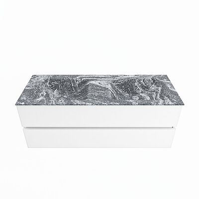 MONDIAZ VICA-DLUX 130cm badmeubel onderkast Talc 2 lades. Inbouw wastafel CLOUD dubbel 2 kraangaten, kleur Lava.