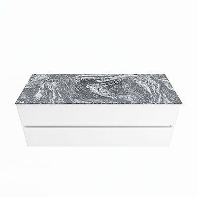 MONDIAZ VICA-DLUX 130cm badmeubel onderkast Talc 2 lades. Inbouw wastafel CLOUD midden zonder kraangat, kleur Lava.
