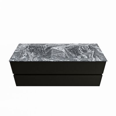 MONDIAZ VICA-DLUX 130cm badmeubel onderkast Urban 2 lades. Inbouw wastafel CLOUD dubbel 2 kraangaten, kleur Lava.