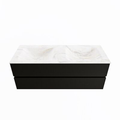 MONDIAZ VICA-DLUX 130cm badmeubel onderkast Urban 2 lades. Inbouw wastafel CLOUD dubbel 2 kraangaten, kleur Ostra.