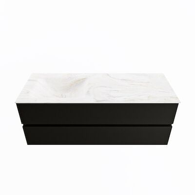 MONDIAZ VICA-DLUX 130cm badmeubel onderkast Urban 2 lades. Inbouw wastafel CLOUD links 1 kraangat, kleur Ostra.