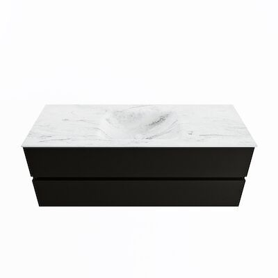 MONDIAZ VICA-DLUX 130cm badmeubel onderkast Urban 2 lades. Inbouw wastafel CLOUD midden 1 kraangat, kleur Opalo.
