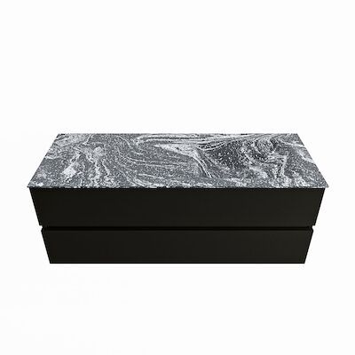 MONDIAZ VICA-DLUX 130cm badmeubel onderkast Urban 2 lades. Inbouw wastafel CLOUD rechts zonder kraangat, kleur Lava.
