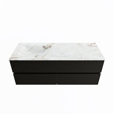 MONDIAZ VICA-DLUX 130cm badmeubel onderkast Urban 4 lades. Inbouw wastafel CLOUD links 1 kraangat, kleur Frappe.