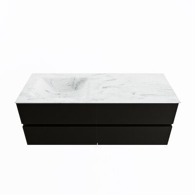 MONDIAZ VICA-DLUX 130cm badmeubel onderkast Urban 4 lades. Inbouw wastafel CLOUD links zonder kraangat, kleur Opalo.