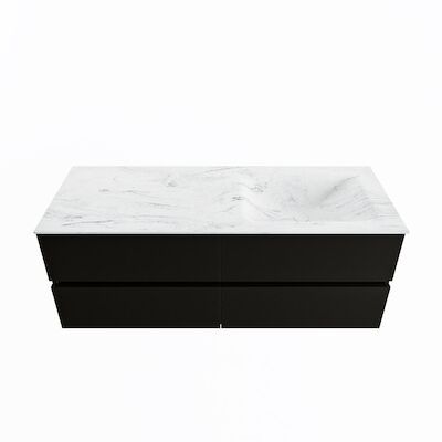 MONDIAZ VICA-DLUX 130cm badmeubel onderkast Urban 4 lades. Inbouw wastafel CLOUD rechts zonder kraangat, kleur Opalo.