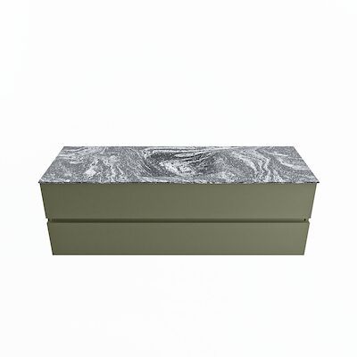 MONDIAZ VICA-DLUX 150cm badmeubel onderkast Army 2 lades. Inbouw wastafel CLOUD midden 1 kraangat, kleur Lava.