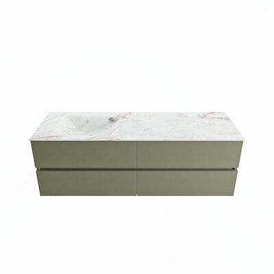 MONDIAZ VICA-DLUX 150cm badmeubel onderkast Army 4 lades. Inbouw wastafel CLOUD links 1 kraangat, kleur Frappe.