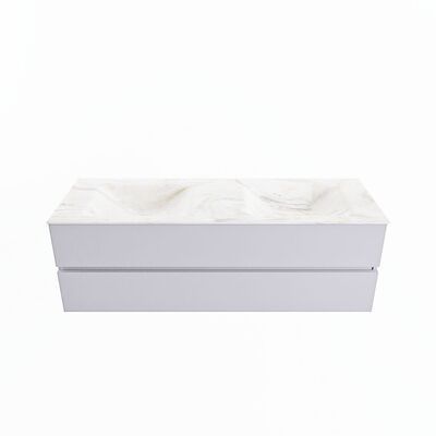 MONDIAZ VICA-DLUX 150cm badmeubel onderkast Cale 2 lades. Inbouw wastafel CLOUD dubbel 2 kraangaten, kleur Ostra.