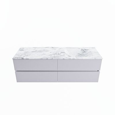 MONDIAZ VICA-DLUX 150cm badmeubel onderkast Cale 4 lades. Inbouw wastafel CLOUD rechts 1 kraangat, kleur Glace.