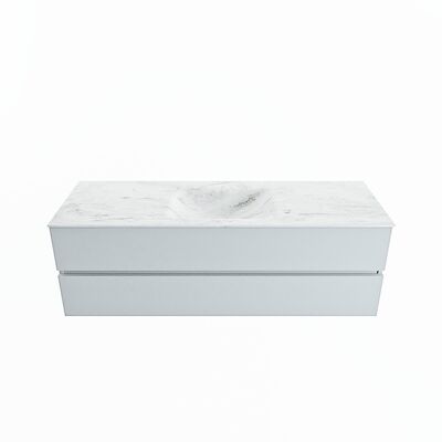 MONDIAZ VICA-DLUX 150cm badmeubel onderkast Clay 2 lades. Inbouw wastafel CLOUD midden zonder kraangat, kleur Opalo.