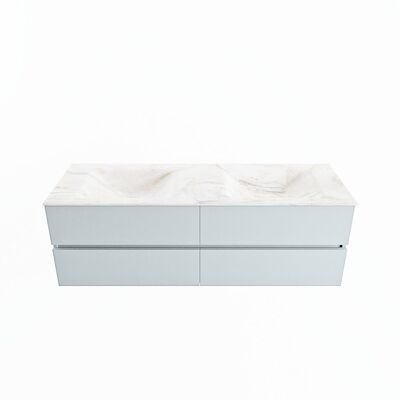 MONDIAZ VICA-DLUX 150cm badmeubel onderkast Clay 4 lades. Inbouw wastafel CLOUD dubbel zonder kraangat, kleur Ostra.