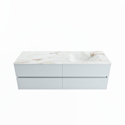 MONDIAZ VICA-DLUX 150cm badmeubel onderkast Clay 4 lades. Inbouw wastafel CLOUD rechts zonder kraangat, kleur Frappe.