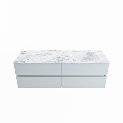 MONDIAZ VICA-DLUX 150cm badmeubel onderkast Clay 4 lades. Inbouw wastafel CLOUD rechts zonder kraangat, kleur Glace.