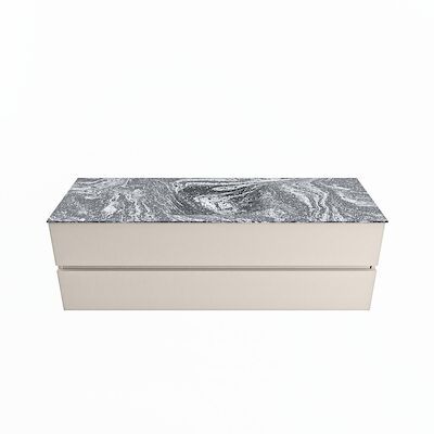 MONDIAZ VICA-DLUX 150cm badmeubel onderkast Linen 2 lades. Inbouw wastafel CLOUD midden 1 kraangat, kleur Lava.