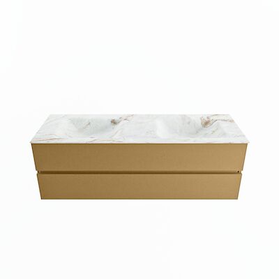 MONDIAZ VICA-DLUX 150cm badmeubel onderkast Oro 2 lades. Inbouw wastafel CLOUD dubbel 2 kraangaten, kleur Frappe.
