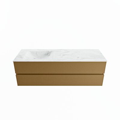 MONDIAZ VICA-DLUX 150cm badmeubel onderkast Oro 2 lades. Inbouw wastafel CLOUD links zonder kraangat, kleur Opalo.