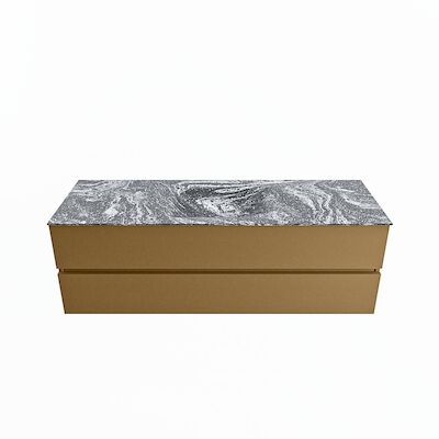 MONDIAZ VICA-DLUX 150cm badmeubel onderkast Oro 2 lades. Inbouw wastafel CLOUD midden zonder kraangat, kleur Lava.