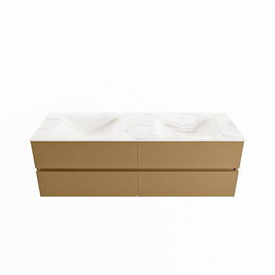 MONDIAZ VICA-DLUX 150cm badmeubel onderkast Oro 4 lades. Inbouw wastafel CLOUD dubbel zonder kraangat, kleur Ostra.