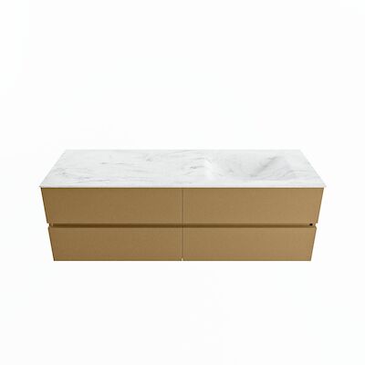 MONDIAZ VICA-DLUX 150cm badmeubel onderkast Oro 4 lades. Inbouw wastafel CLOUD rechts 1 kraangat, kleur Opalo.