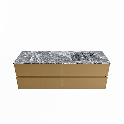 MONDIAZ VICA-DLUX 150cm badmeubel onderkast Oro 4 lades. Inbouw wastafel CLOUD rechts zonder kraangat, kleur Lava.