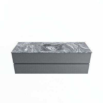 MONDIAZ VICA-DLUX 150cm badmeubel onderkast Plata 2 lades. Inbouw wastafel CLOUD midden zonder kraangat, kleur Lava.