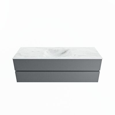 MONDIAZ VICA-DLUX 150cm badmeubel onderkast Plata 2 lades. Inbouw wastafel CLOUD midden zonder kraangat, kleur Opalo.