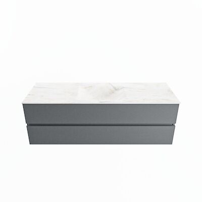 MONDIAZ VICA-DLUX 150cm badmeubel onderkast Plata 2 lades. Inbouw wastafel CLOUD midden zonder kraangat, kleur Ostra.