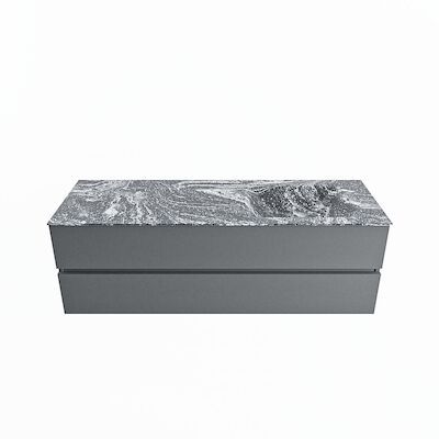 MONDIAZ VICA-DLUX 150cm badmeubel onderkast Plata 2 lades. Inbouw wastafel CLOUD rechts zonder kraangat, kleur Lava.
