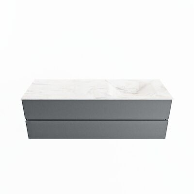 MONDIAZ VICA-DLUX 150cm badmeubel onderkast Plata 2 lades. Inbouw wastafel CLOUD rechts zonder kraangat, kleur Ostra.