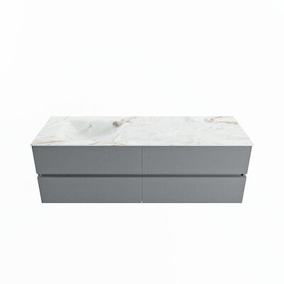 MONDIAZ VICA-DLUX 150cm badmeubel onderkast Plata 4 lades. Inbouw wastafel CLOUD links zonder kraangat, kleur Frappe.