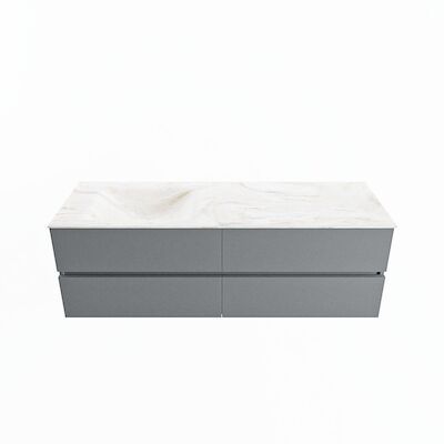 MONDIAZ VICA-DLUX 150cm badmeubel onderkast Plata 4 lades. Inbouw wastafel CLOUD links zonder kraangat, kleur Ostra.