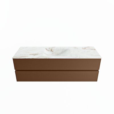 MONDIAZ VICA-DLUX 150cm badmeubel onderkast Rust 2 lades. Inbouw wastafel CLOUD midden 1 kraangat, kleur Frappe.