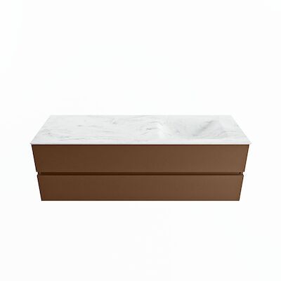 MONDIAZ VICA-DLUX 150cm badmeubel onderkast Rust 2 lades. Inbouw wastafel CLOUD rechts 1 kraangat, kleur Opalo.