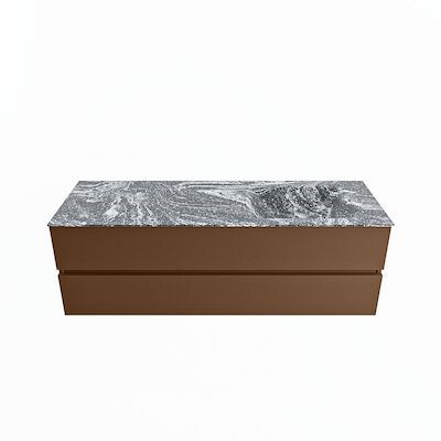 MONDIAZ VICA-DLUX 150cm badmeubel onderkast Rust 2 lades. Inbouw wastafel CLOUD rechts zonder kraangat, kleur Lava.
